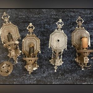 Lot of 4 Antique Sconce Set ISCO Single Arm Wall Pair Restore Early 1900’s